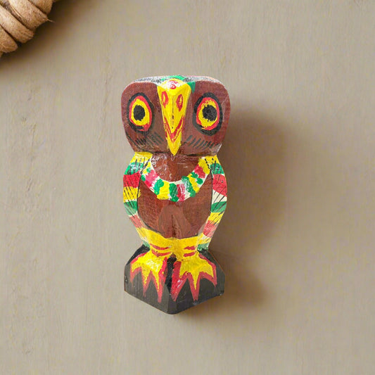 5 Inch Wooden Owl Figurine – Handcrafted Mahogany Good Luck Decor - ArtisanSoul