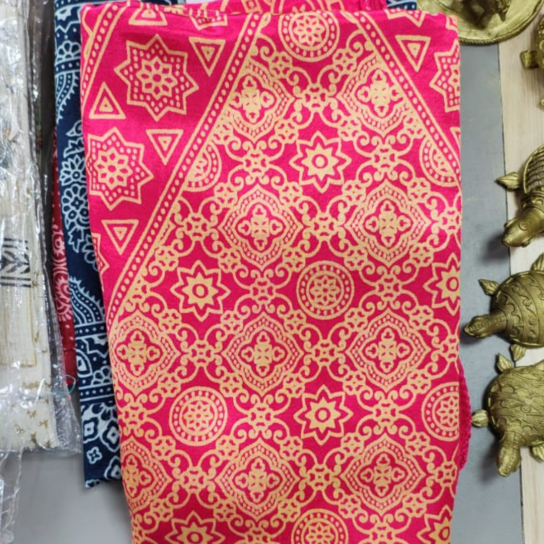 Ajrakh Print Modal Silk Stole for Women – Handcrafted Ethnic Scarf with Traditional Design - ArtisanSoul