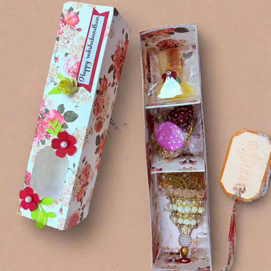 Designer Rakhi Gift Box with Handmade Chocolates & Roli-Chawal - ArtisanSoul