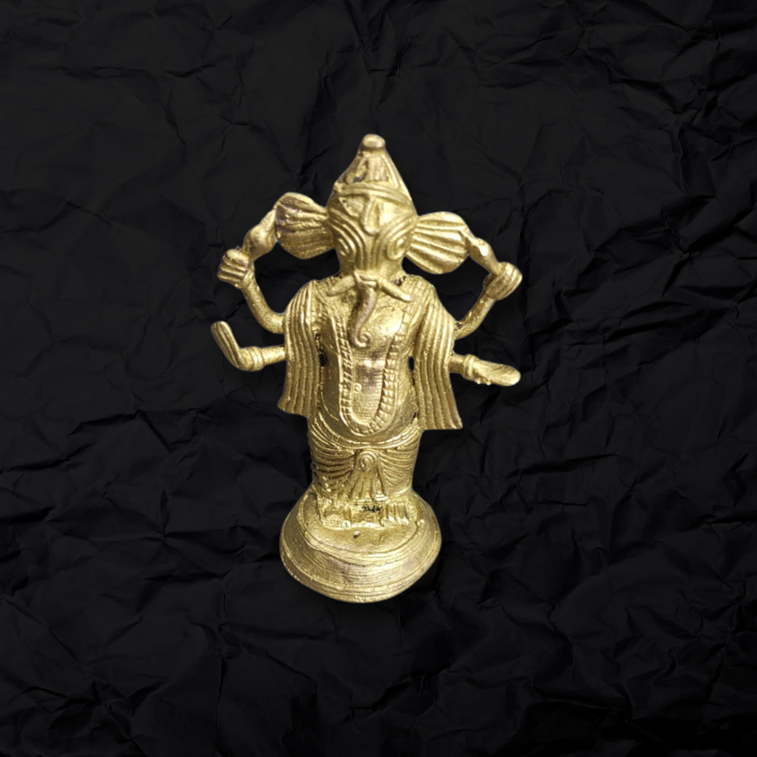 Dokra Brass Standing Ganesha Idol – Small Handmade Hindu God Statue - ArtisanSoul