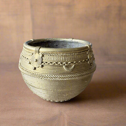 Dokra Brass Tribal Measuring Bowl – Handcrafted Art from Odisha - ArtisanSoul