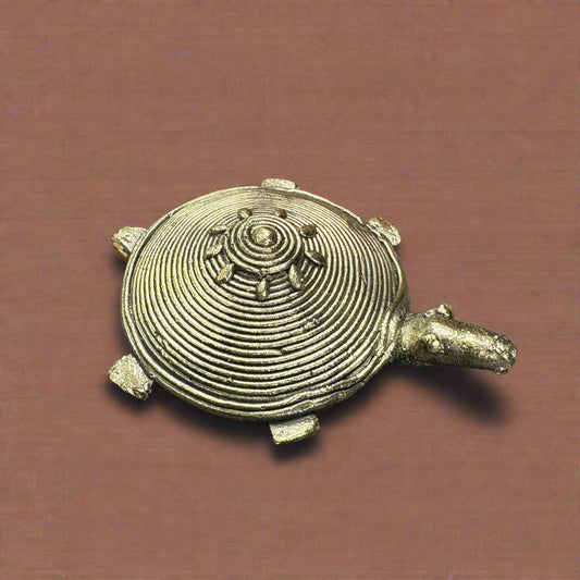 Dokra Brass Turtle – Small Handcrafted Tribal Figurine from Chhattisgarh - ArtisanSoul