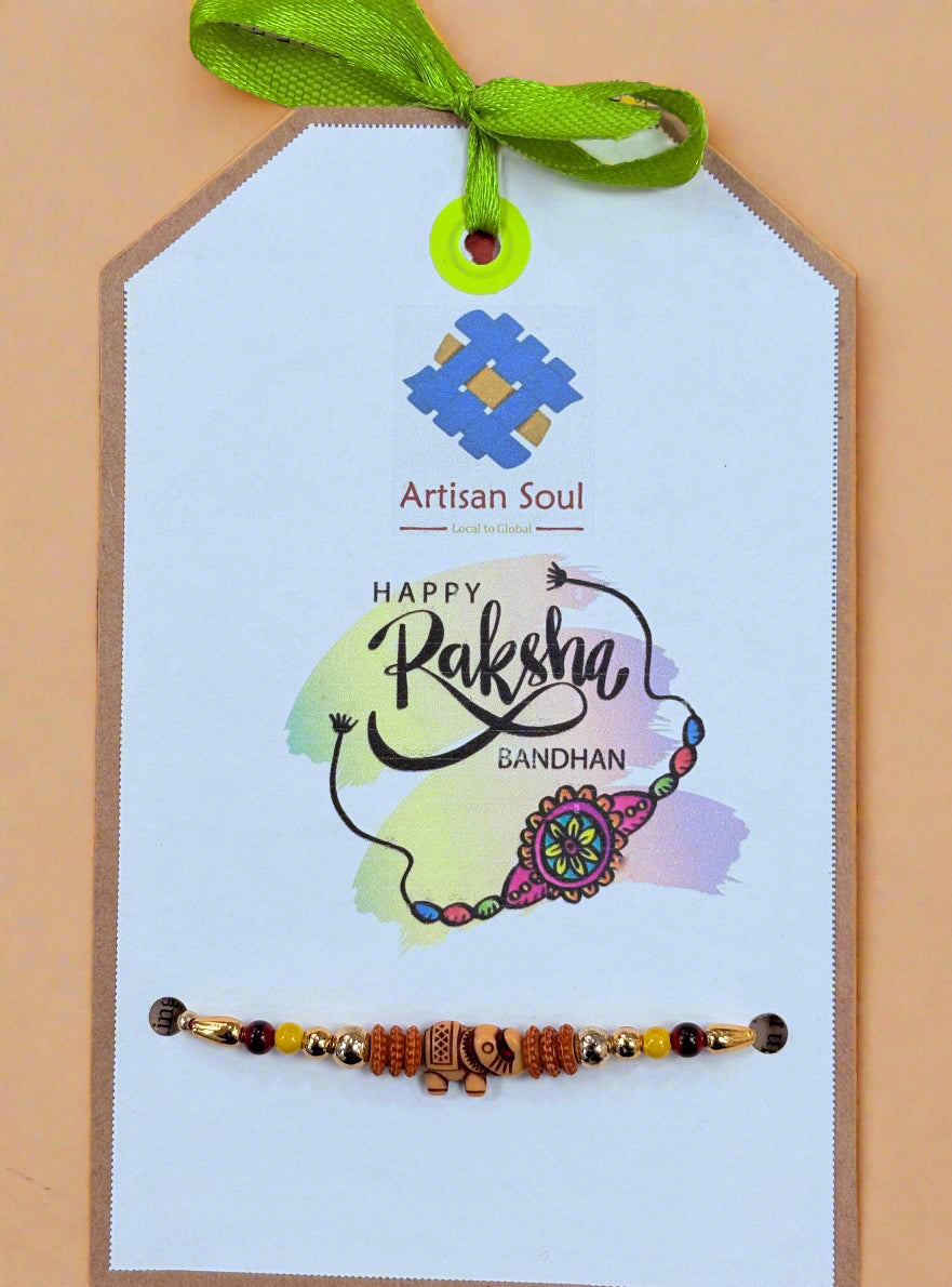 Handcrafted Rakhi with Small Elephant Motif – Raksha Bandhan Thread for Brother