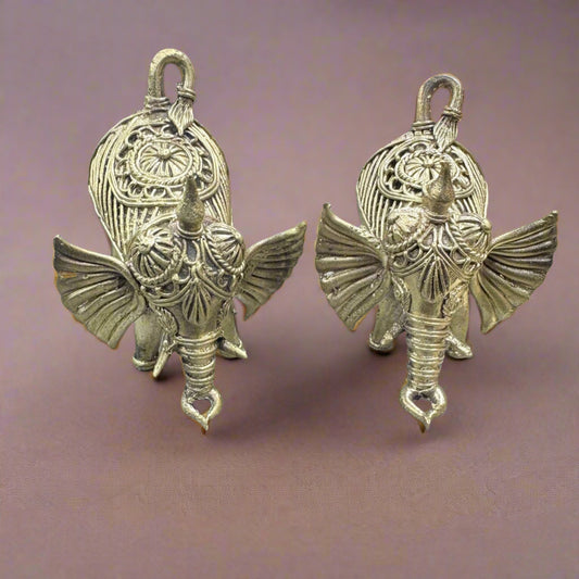 Dokra Brass Elephant Pair – Jaali Work Handcrafted in Bengal - ArtisanSoul