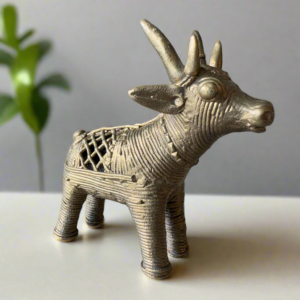 Small Dokra Brass Deer Set – Tribal Handmade Figurines from Odisha - ArtisanSoul