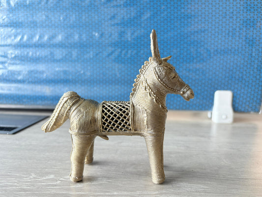 Large Brass Horse Figurines – Handmade Dokra Pair from Odisha - ArtisanSoul