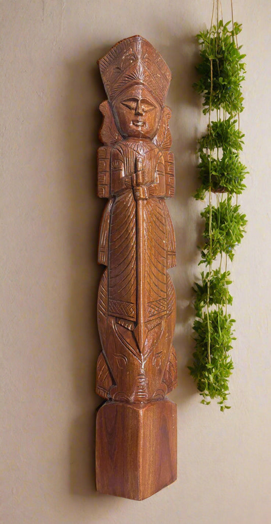 32 Inch Wooden Maa Durga Statue – Handcrafted Indian Goddess Idol for Home Decor - ArtisanSoul