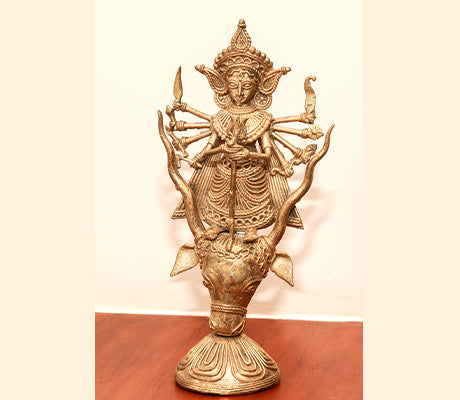 Durga in Authentic Dokra Craft from Burdwan - ArtisanSoul