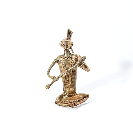 Tribal seated Musician In Dokra Craft From Burdwan - ArtisanSoul