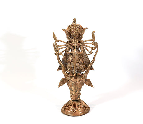 Durga in Authentic Dokra Craft from Burdwan - ArtisanSoul