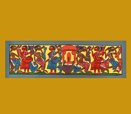 Pattachitra Painting on Handmade Paper - 22 x 7 inches - ArtisanSoul