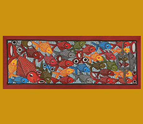 Pattachitra Painting on Handmade Paper - 28 x 11 inches - ArtisanSoul