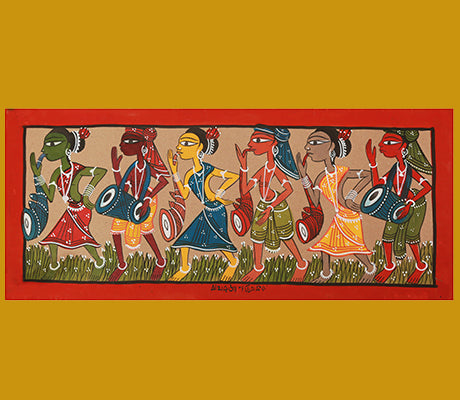 Pattachitra Painting on Handmade Paper - 21.5 x 9.5 inches - ArtisanSoul
