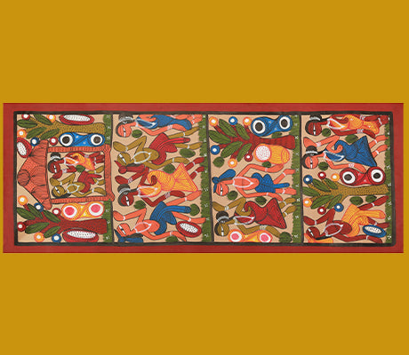 Pattachitra Painting on Handmade Paper - 29 x 12 inches - ArtisanSoul