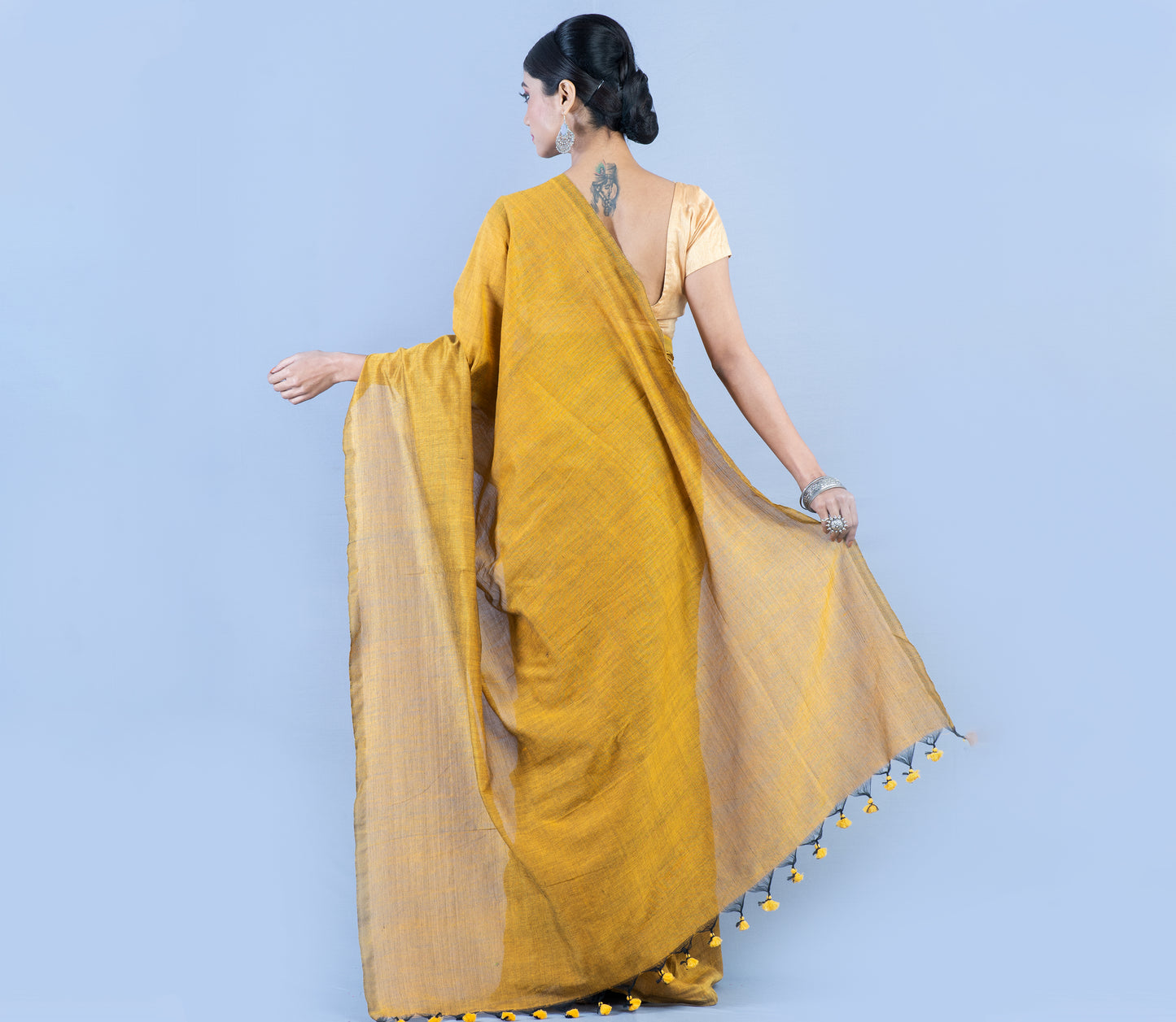 Handloom Saree - Mustard Yellow - ArtisanSoul