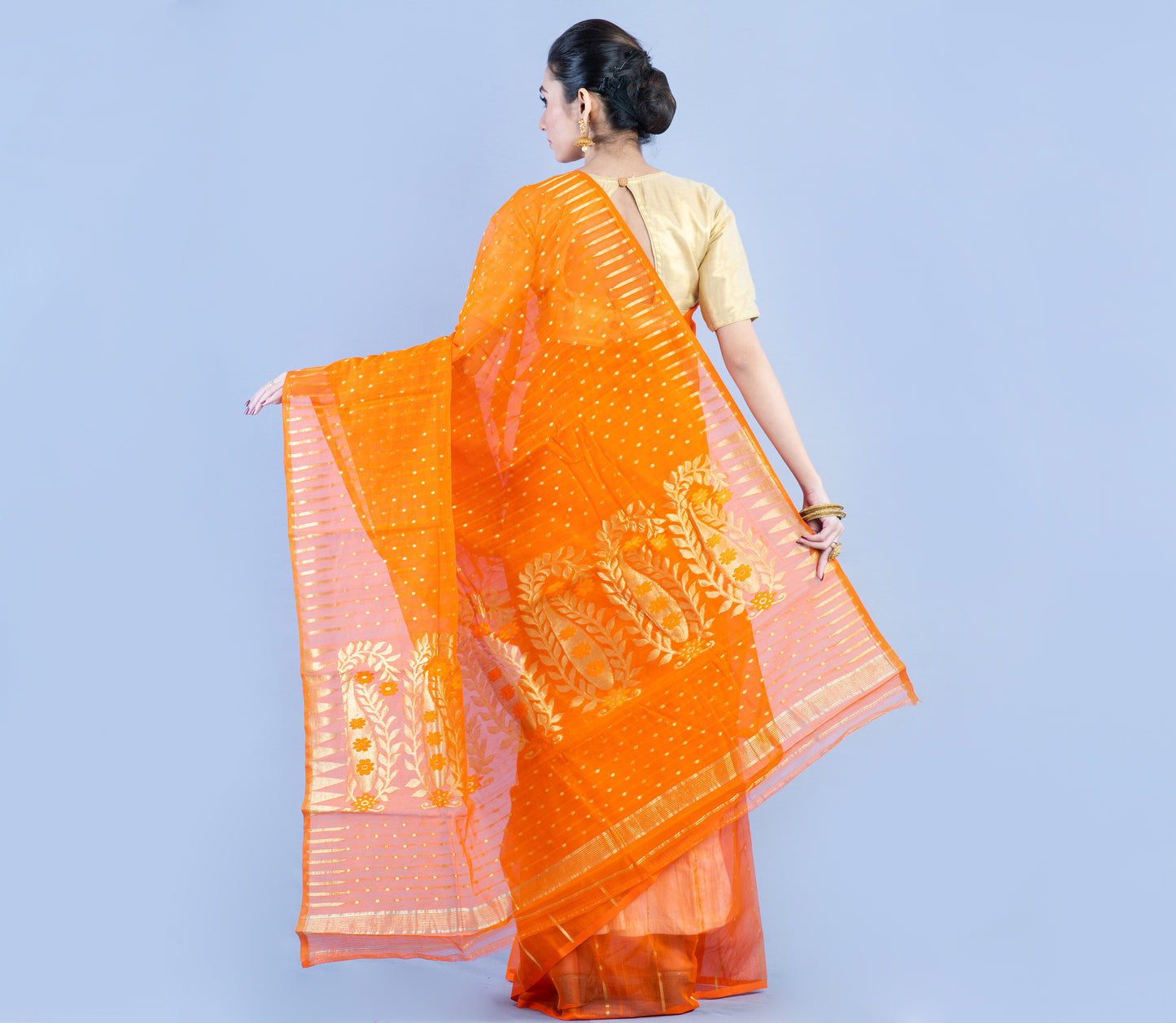 Handloom Saree with all over Zari Work - ArtisanSoul
