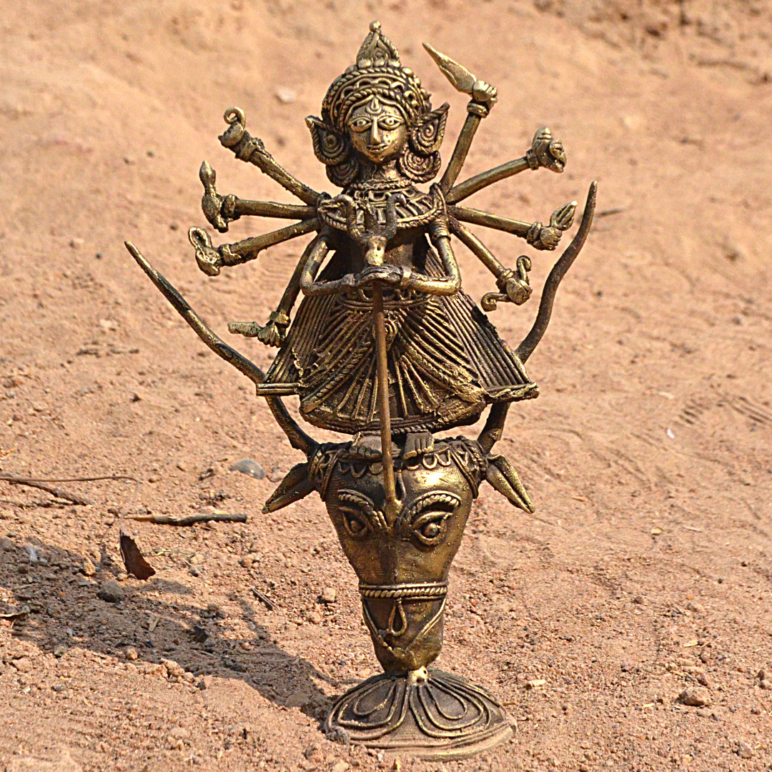 Authentic Dokra Craft from Bengal - Durga - ArtisanSoul