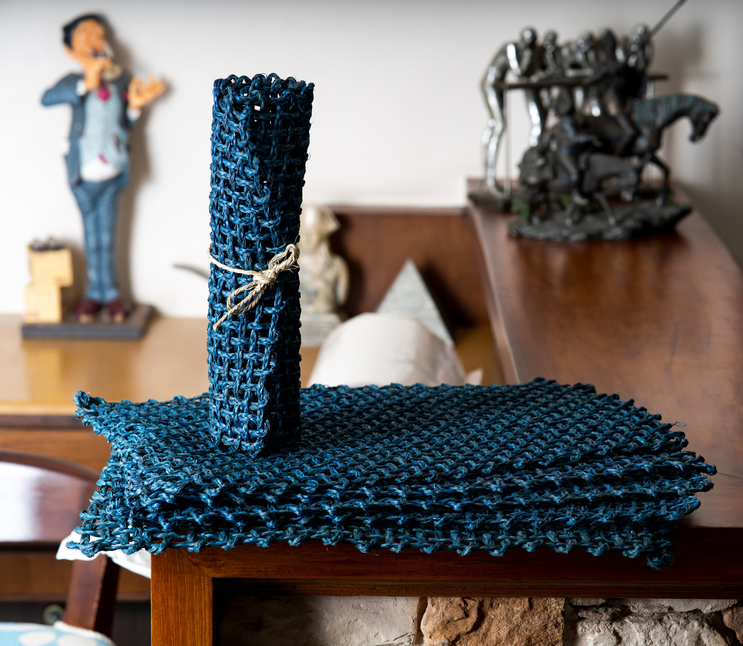 Sabai Grass Table Mats - Blue (Set of 6) - ArtisanSoul