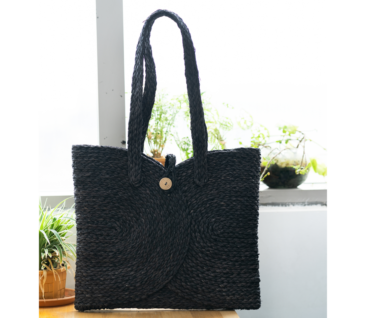 Multi Utility Bag of Sabai Grass - Black - ArtisanSoul