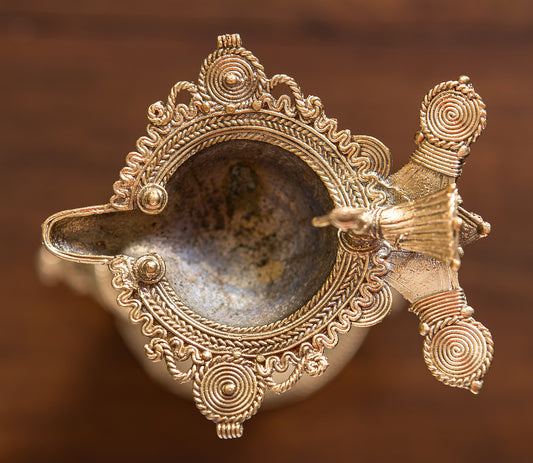 Authentic Dokra Art from Odisha - Elephant Lamp Big - ArtisanSoul