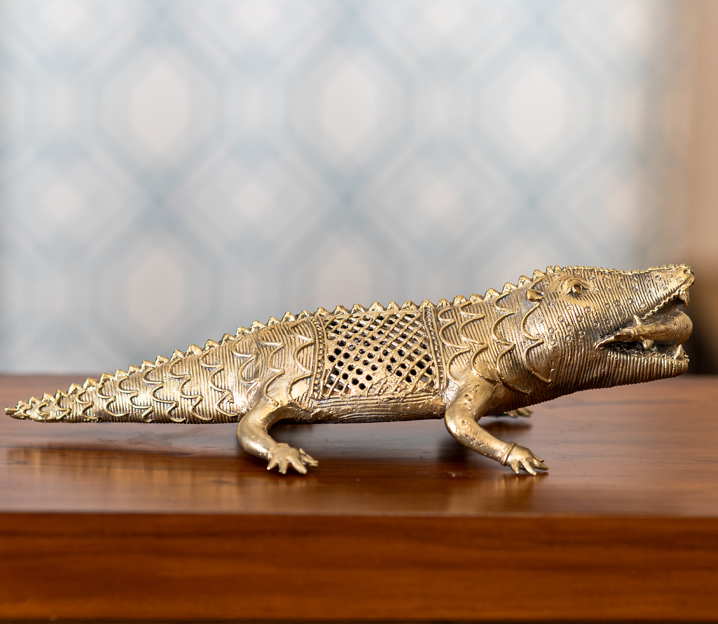 Authentic Dhokra Art from Odisha - Crocodile - ArtisanSoul