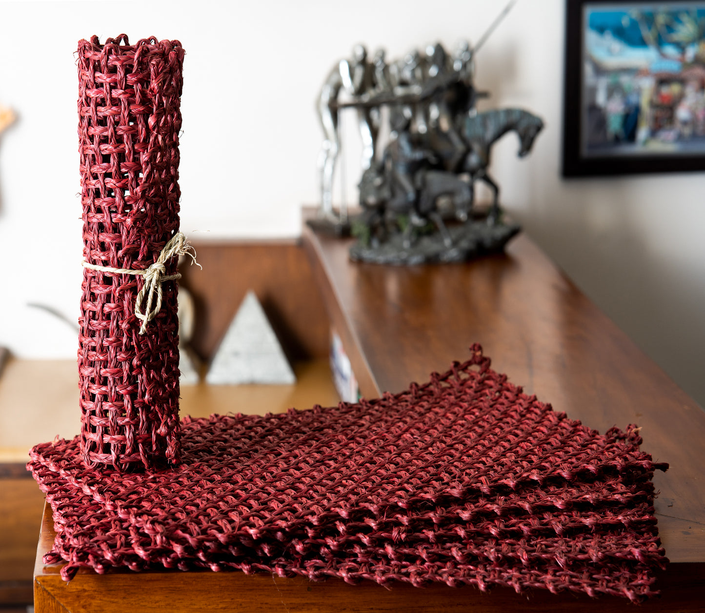 Sabai Grass Table Mats - Maroon (Set of 6) - ArtisanSoul