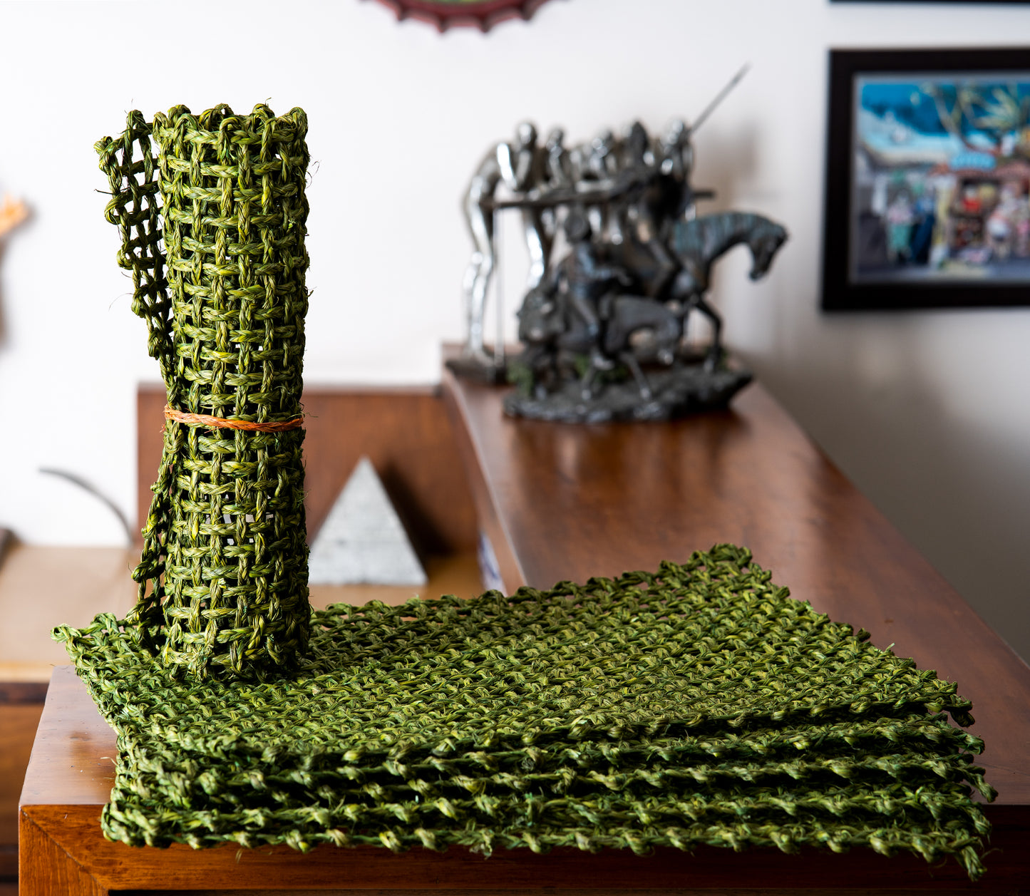 Sabai Grass Table Mats - Olive Green (Set of 6) - ArtisanSoul