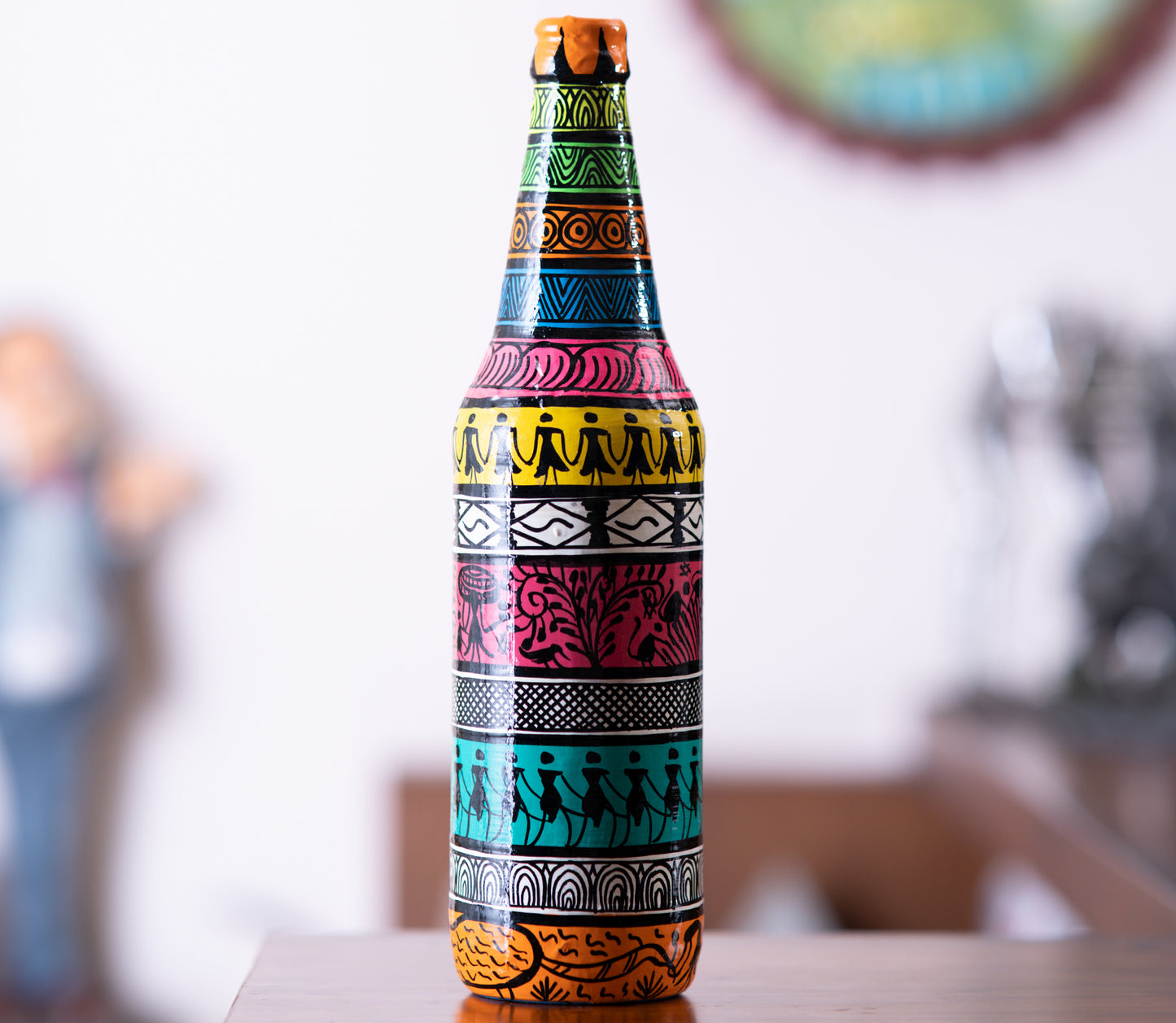 Pattachitra Art on Glass Bottle from Odisha - ArtisanSoul