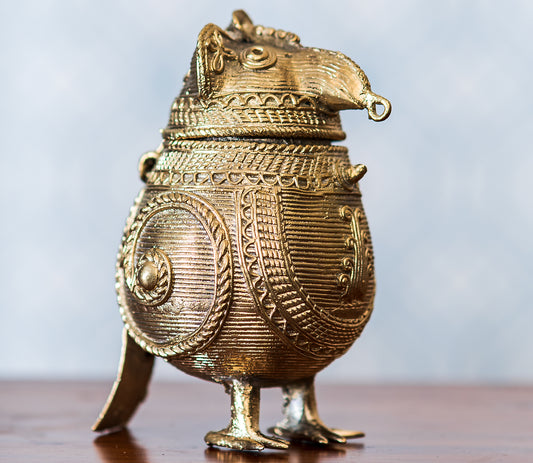 Authentic Dhokra Art from Odisha - Bird Shaped Box - ArtisanSoul