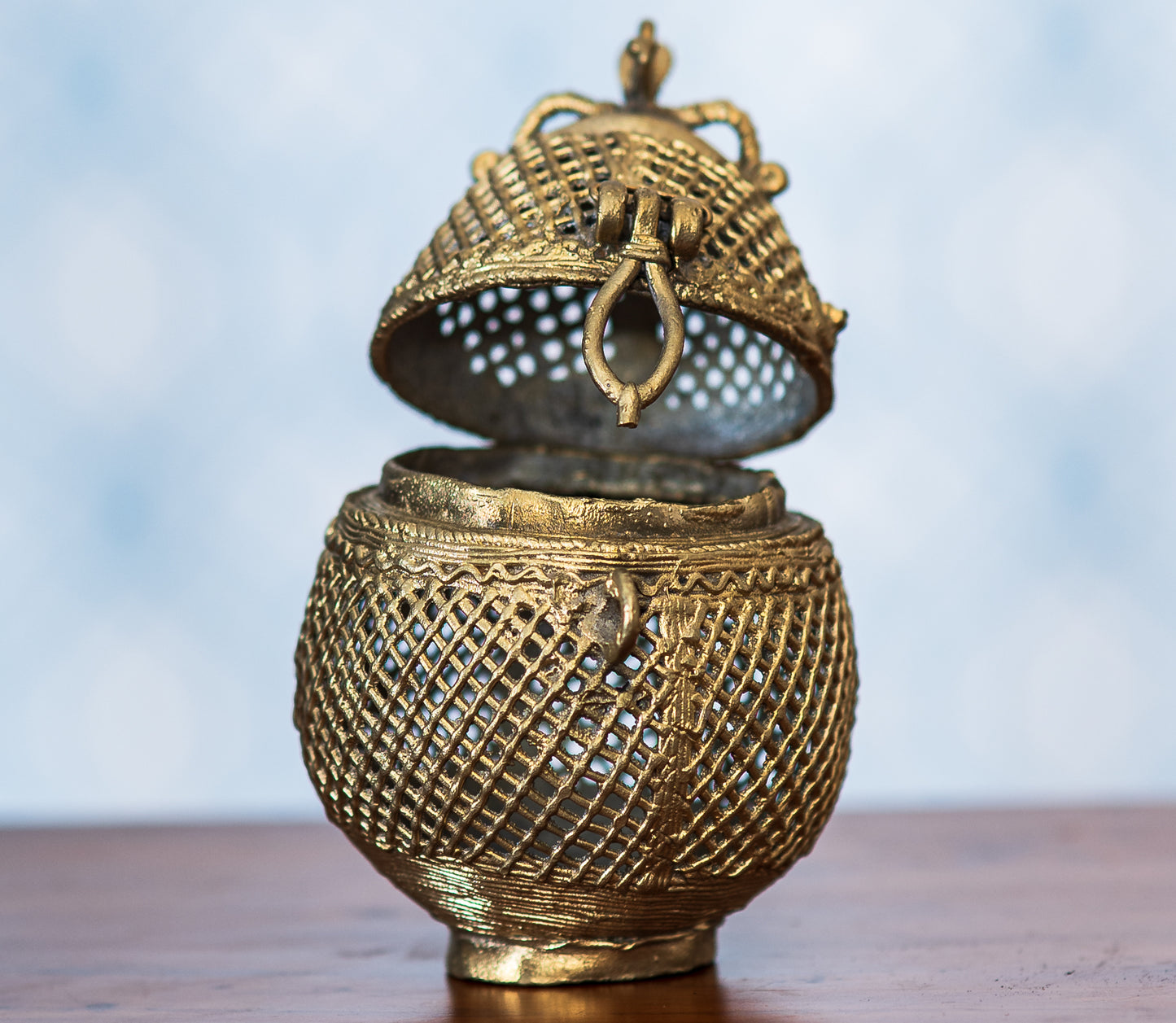 Authentic Dokra Art from Odisha - Oval Lamp Box - ArtisanSoul