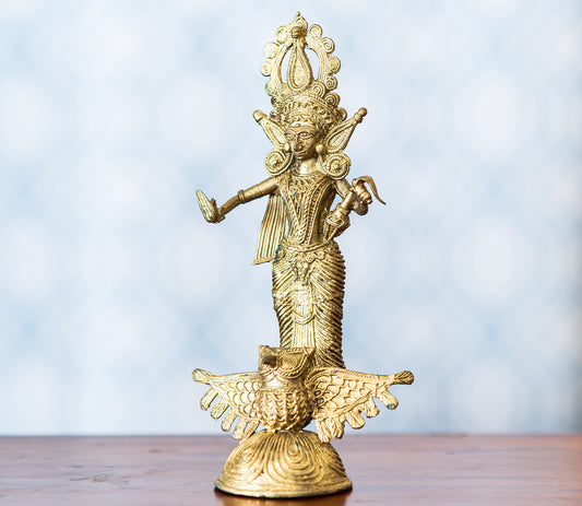 Authentic Dokra Craft - Standing Laxmi Idol - ArtisanSoul