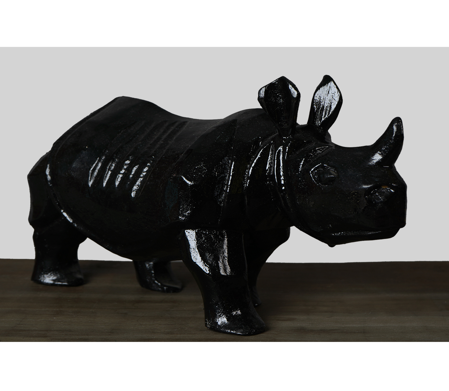Wooden Rhino from Assam - Black - ArtisanSoul