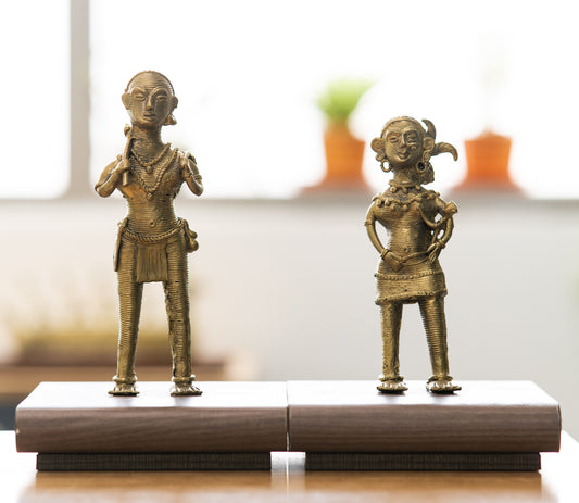 Authentic Dokra Art from Odisha - Farming Couple - ArtisanSoul