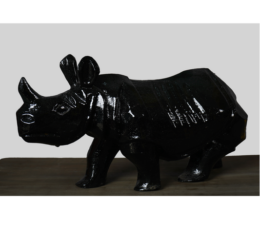 Wooden Rhino from Assam - Black - ArtisanSoul