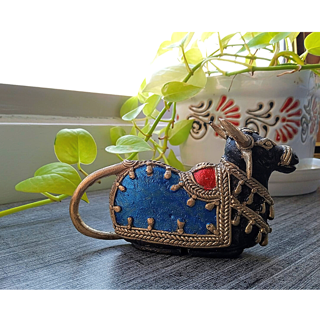 Authentic Dokra Craft - Blue Nandi Bull - ArtisanSoul