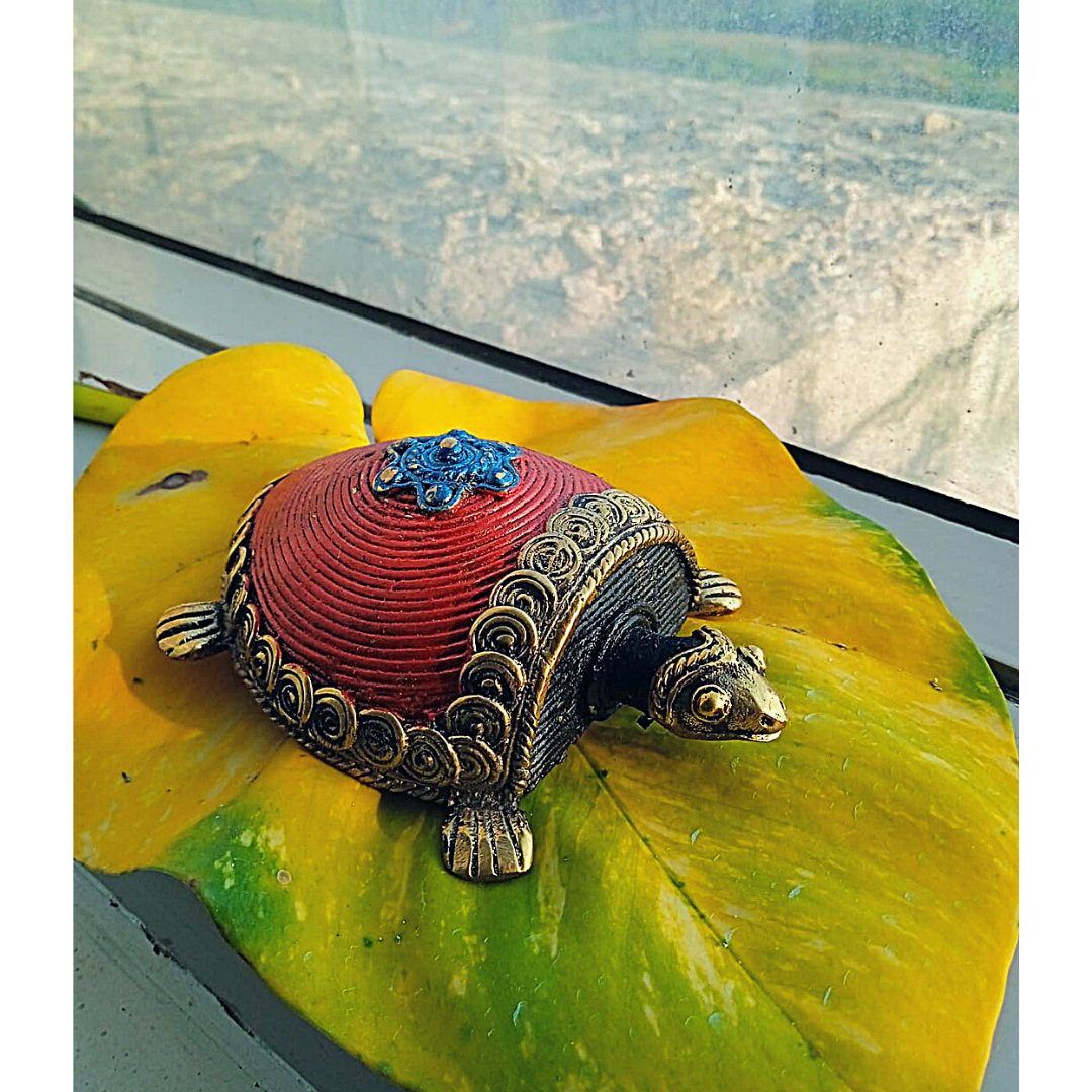Authentic Dokra Craft - Red Lucky Turtle - ArtisanSoul