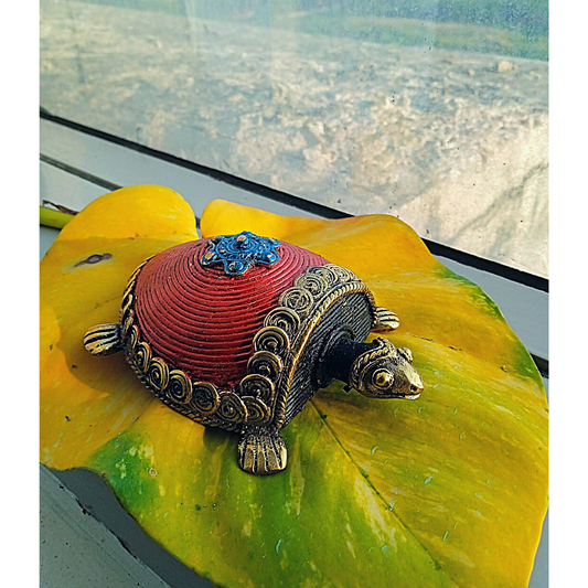 Authentic Dokra Craft - Red Lucky Turtle - ArtisanSoul