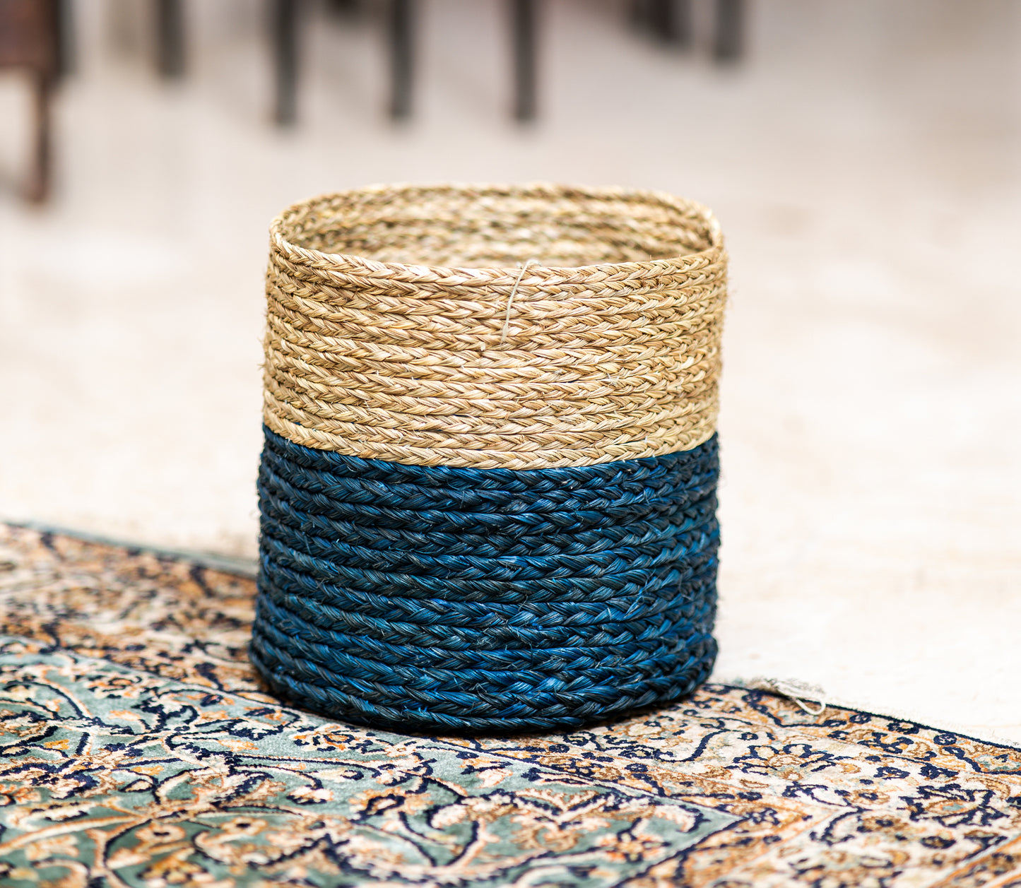 Sabai Grass Planter - Blue and Natural - ArtisanSoul