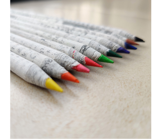 Recycled News paper Colour Pencils - Pack of 10 x 2 - ArtisanSoul