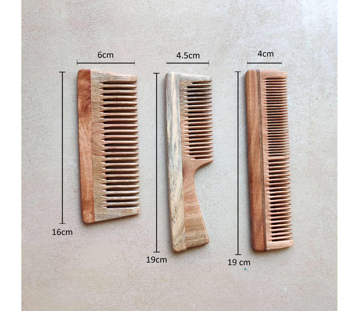 Neem Wood Comb - Set of 3 - ArtisanSoul