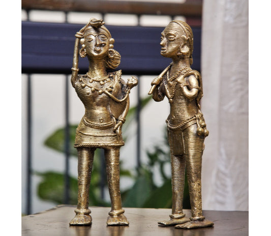 Authentic Dokra Art from Odisha - Farming Couple - ArtisanSoul