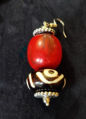 Ethnic Handcrafted Necklace with Tringle design Pendant - Red and Yellow - ArtisanSoul