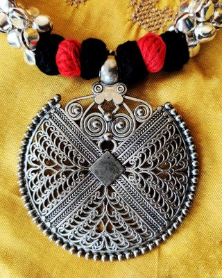Ethnic Handcrafted Necklace - Red and Black - ArtisanSoul