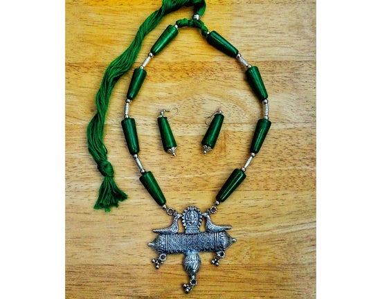 Ethnic Handcrafted Necklace - Dark Green - ArtisanSoul