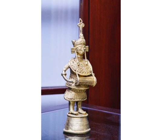 Authentic Dokra Craft - Musician with Drum - ArtisanSoul