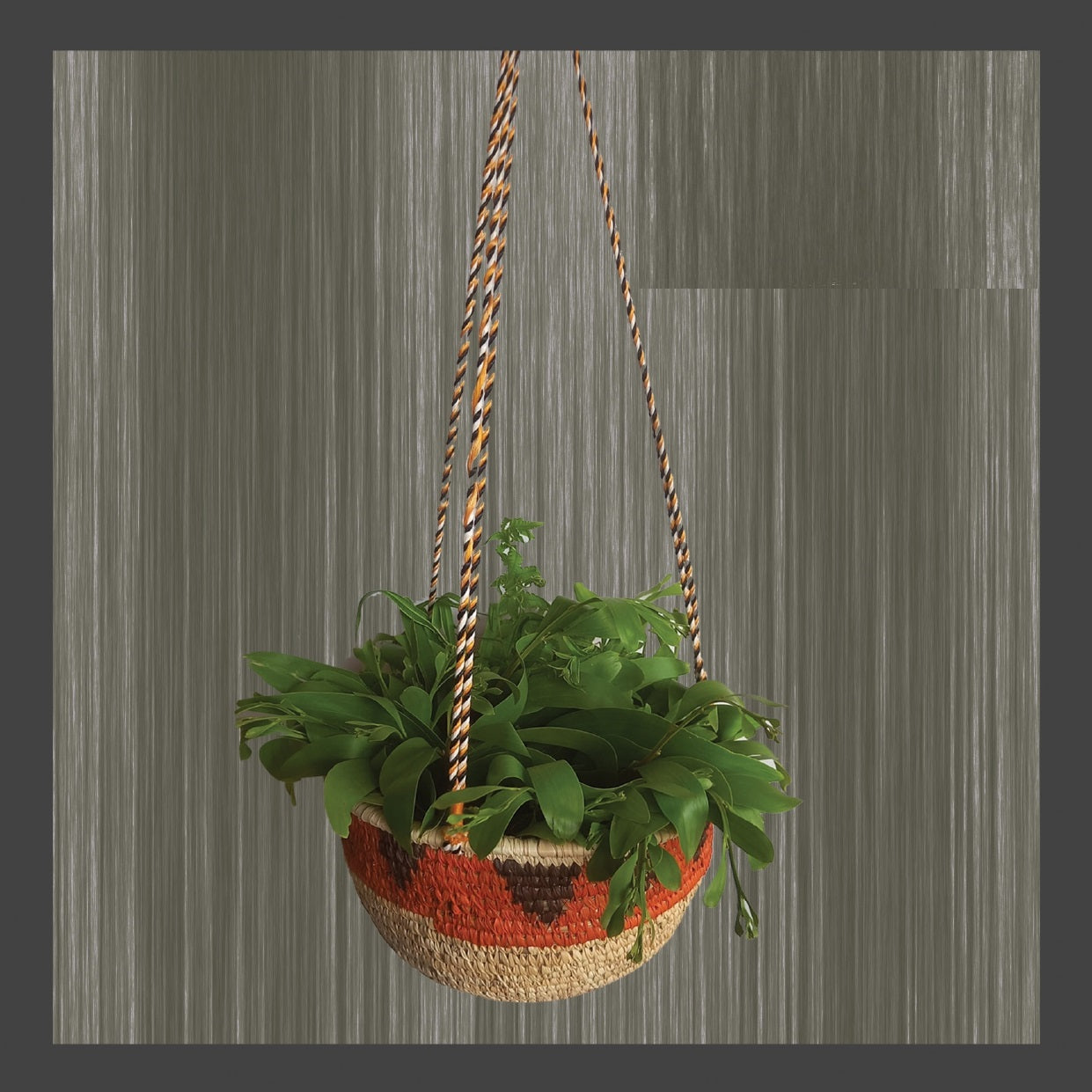 Sabai Grass handing Planter - Natural and Orange - ArtisanSoul