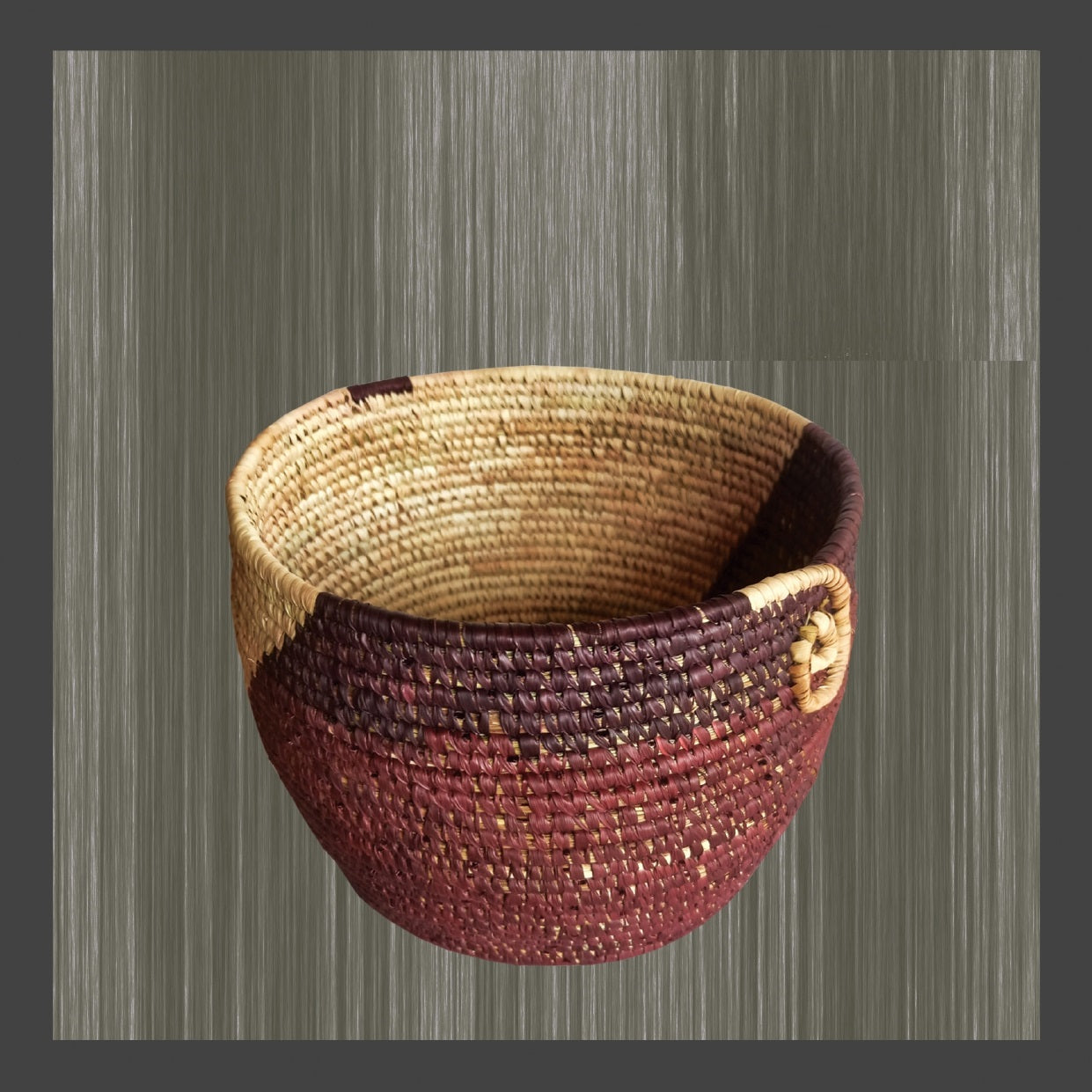 Sabai Grass Planter - Natural Brown and Maroon - ArtisanSoul