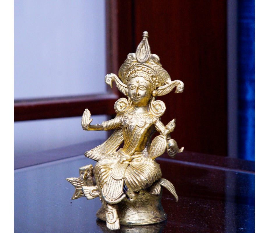 Authentic Dokra Craft - Seated Laxmi Idol - ArtisanSoul
