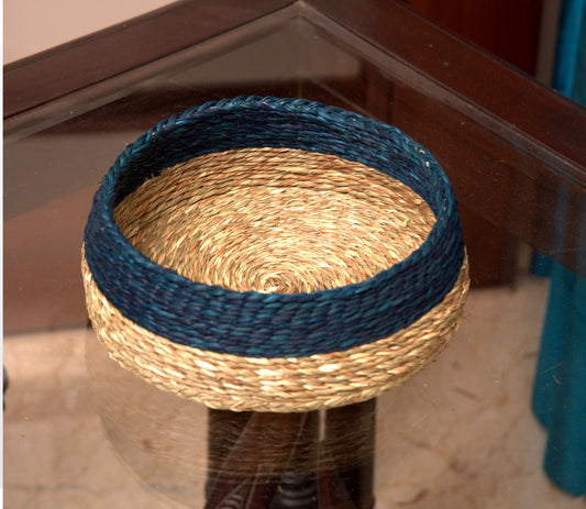 Round Fruit Basket of Sabai Grass from West Bengal - ArtisanSoul