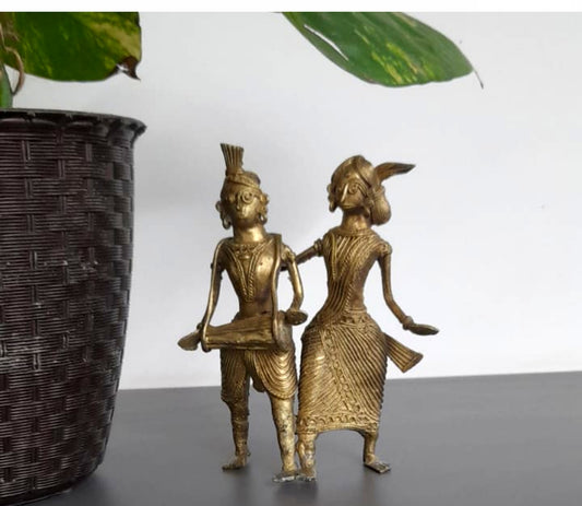 Authentic Dokra Craft from Bengal - Dancing Couple - ArtisanSoul